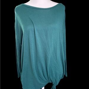 Caslon Green 3/4 Sleeve Tie Front Blouse